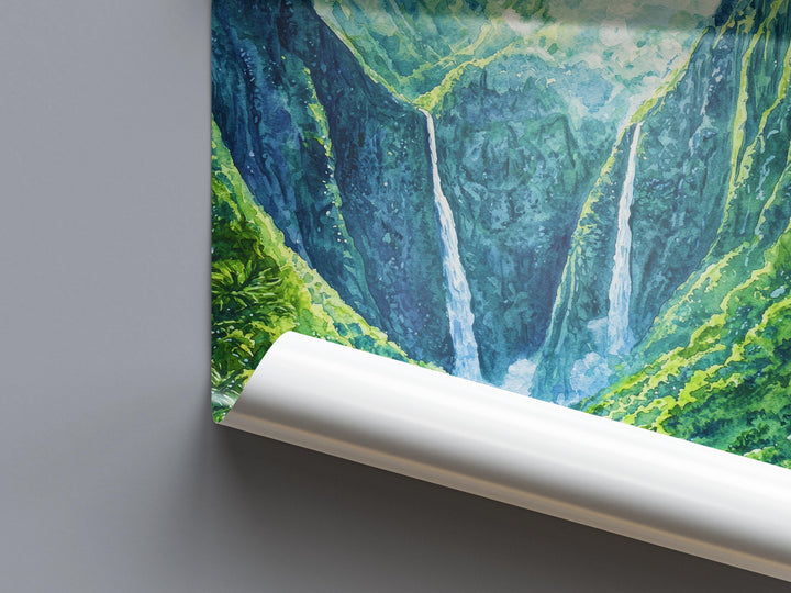 Halawa Valley Watercolor Poster Wall Art Halawa Valley Wall Hanging Home Décor Halawa Valley Gift Art Lovers United States Wall Art