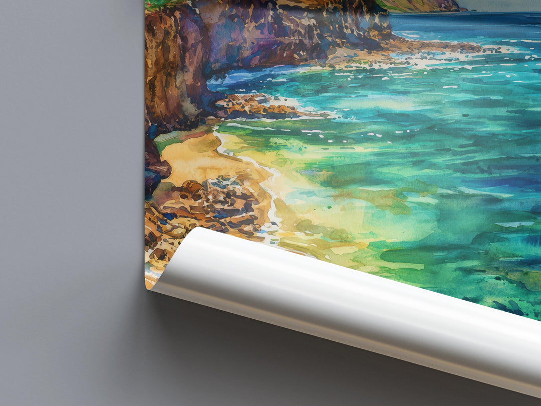 Green Sand Beach Watercolor Poster Wall Art Green Sand Beach Wall Hanging Home Décor Green Sand Beach Gift Art Lovers United States Wall Art