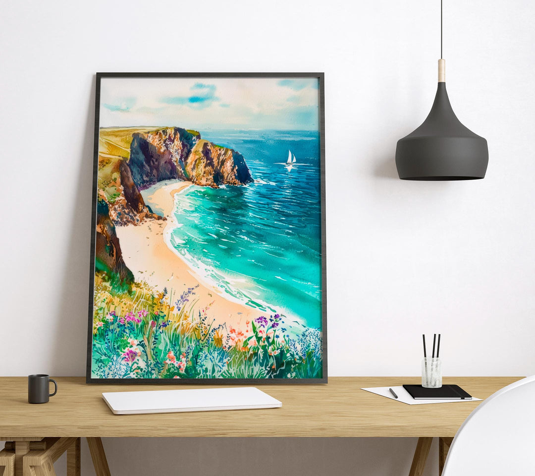 Cornwall Watercolor Poster Wall Art Cornwall Wall Hanging Home Décor Cornwall Gift Art Lovers United Kingdom Wall Art