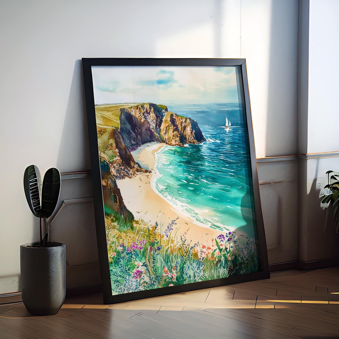 Cornwall Watercolor Poster Wall Art Cornwall Wall Hanging Home Décor Cornwall Gift Art Lovers United Kingdom Wall Art