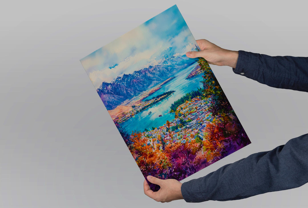 Queenstown Watercolor Poster Wall Art Queenstown Wall Hanging Home Décor Queenstown Gift Art Lovers New Zealand Wall Art