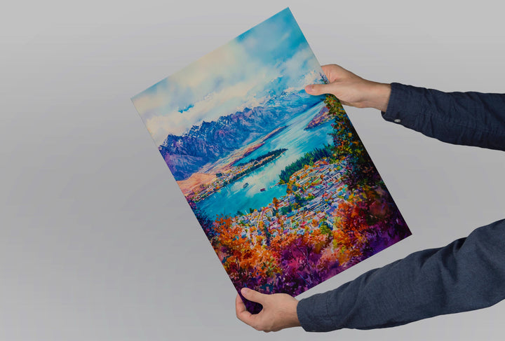 Queenstown Watercolor Poster Wall Art Queenstown Wall Hanging Home Décor Queenstown Gift Art Lovers New Zealand Wall Art