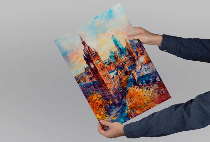 Manchester Watercolor Poster Wall Art Manchester Wall Hanging Home Décor Manchester Gift Art Lovers United Kingdom Wall Art