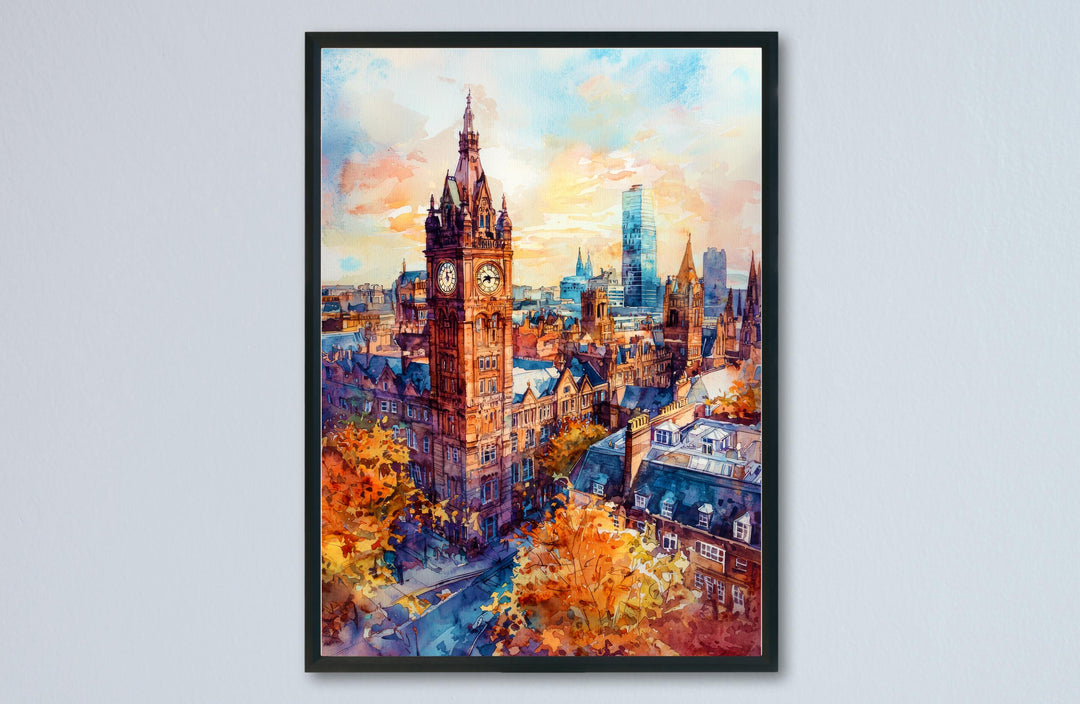 Manchester Watercolor Poster Wall Art Manchester Wall Hanging Home Décor Manchester Gift Art Lovers United Kingdom Wall Art