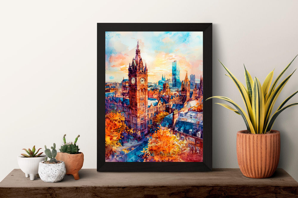 Manchester Watercolor Poster Wall Art Manchester Wall Hanging Home Décor Manchester Gift Art Lovers United Kingdom Wall Art