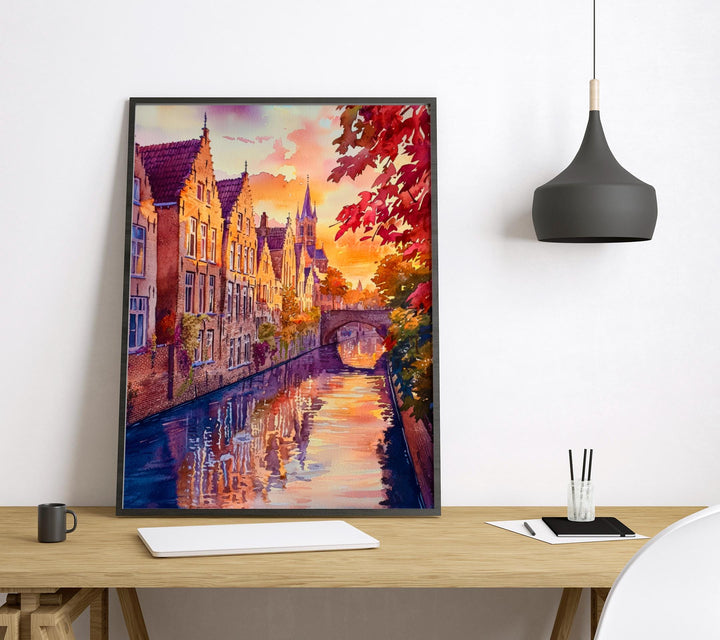 Bruges Watercolor Poster Wall Art Bruges Wall Hanging Home Décor Bruges Gift Art Lovers Belgium Wall Art