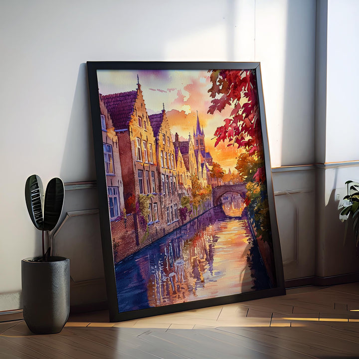 Bruges Watercolor Poster Wall Art Bruges Wall Hanging Home Décor Bruges Gift Art Lovers Belgium Wall Art