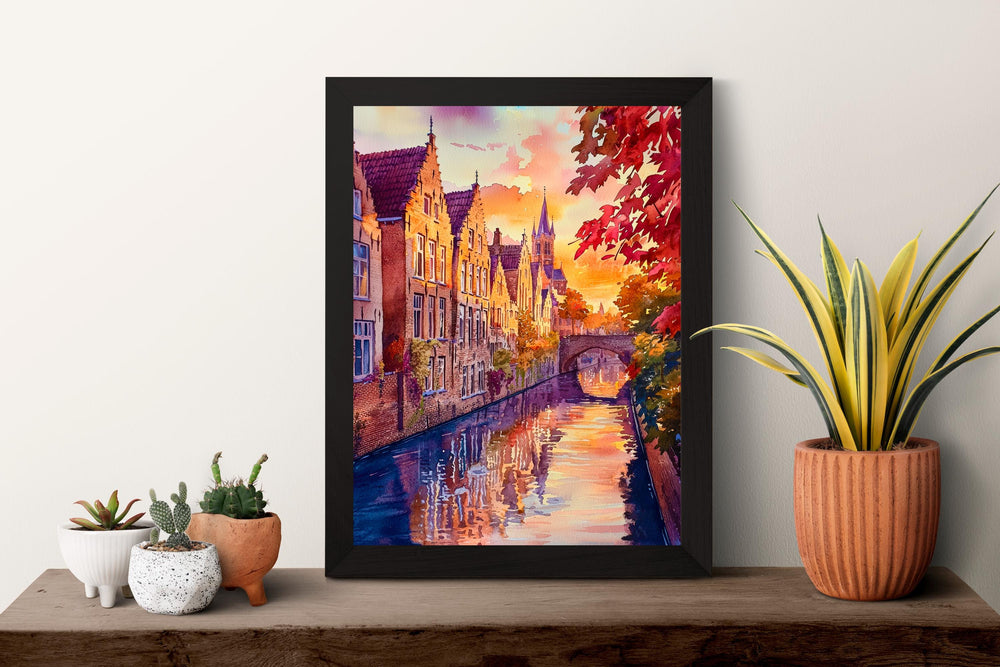 Bruges Watercolor Poster Wall Art Bruges Wall Hanging Home Décor Bruges Gift Art Lovers Belgium Wall Art
