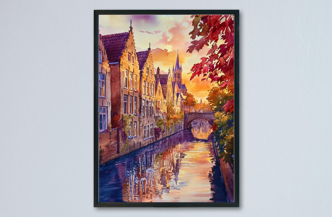Bruges Watercolor Poster Wall Art Bruges Wall Hanging Home Décor Bruges Gift Art Lovers Belgium Wall Art