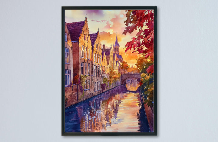 Bruges Watercolor Poster Wall Art Bruges Wall Hanging Home Décor Bruges Gift Art Lovers Belgium Wall Art