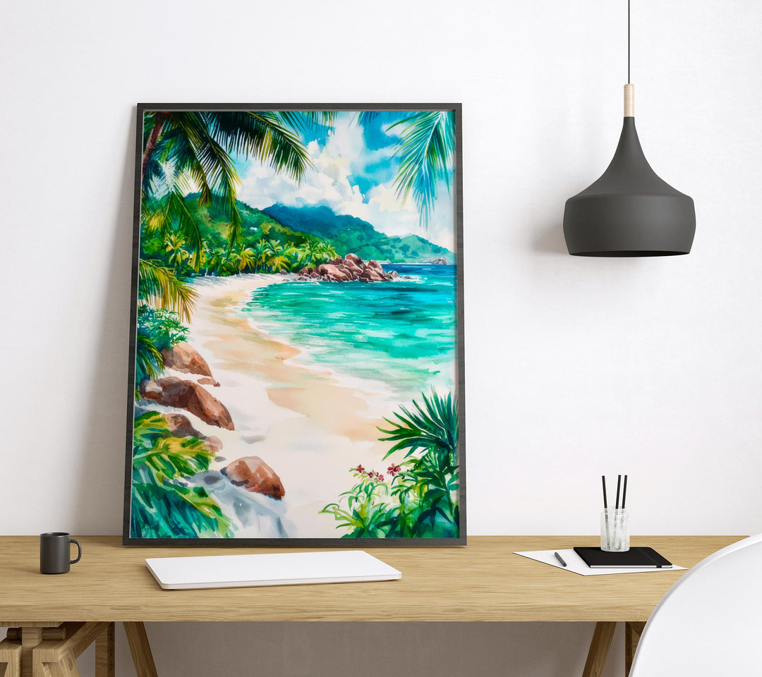 Seychelles Watercolor Poster Wall Art Seychelles Wall Hanging Home Décor Seychelles Gift Art Lovers Seychelles Wall Art