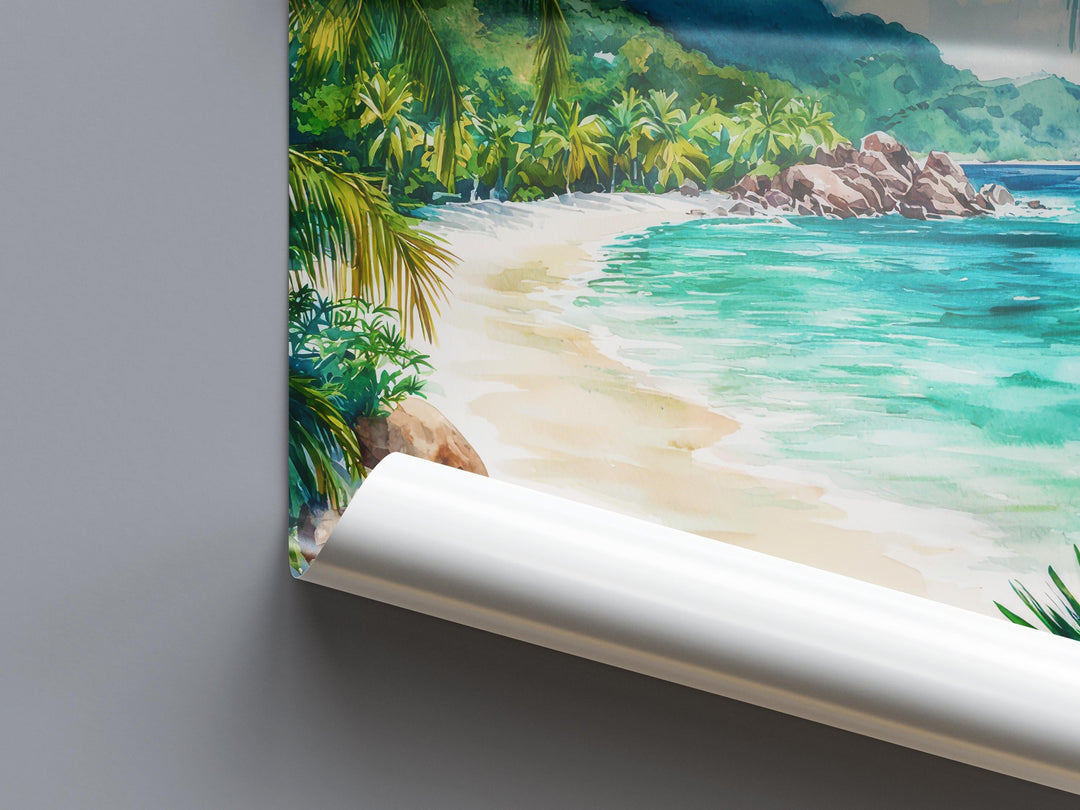 Seychelles Watercolor Poster Wall Art Seychelles Wall Hanging Home Décor Seychelles Gift Art Lovers Seychelles Wall Art