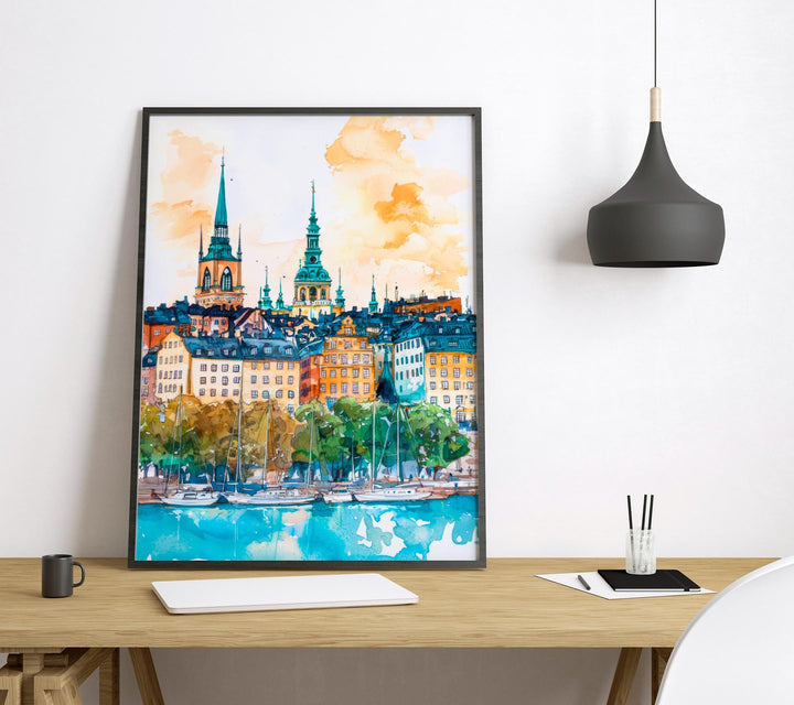 Stockholm Watercolor Poster Wall Art Stockholm Wall Hanging Home Décor Stockholm Gift Art Lovers Sweden Wall Art
