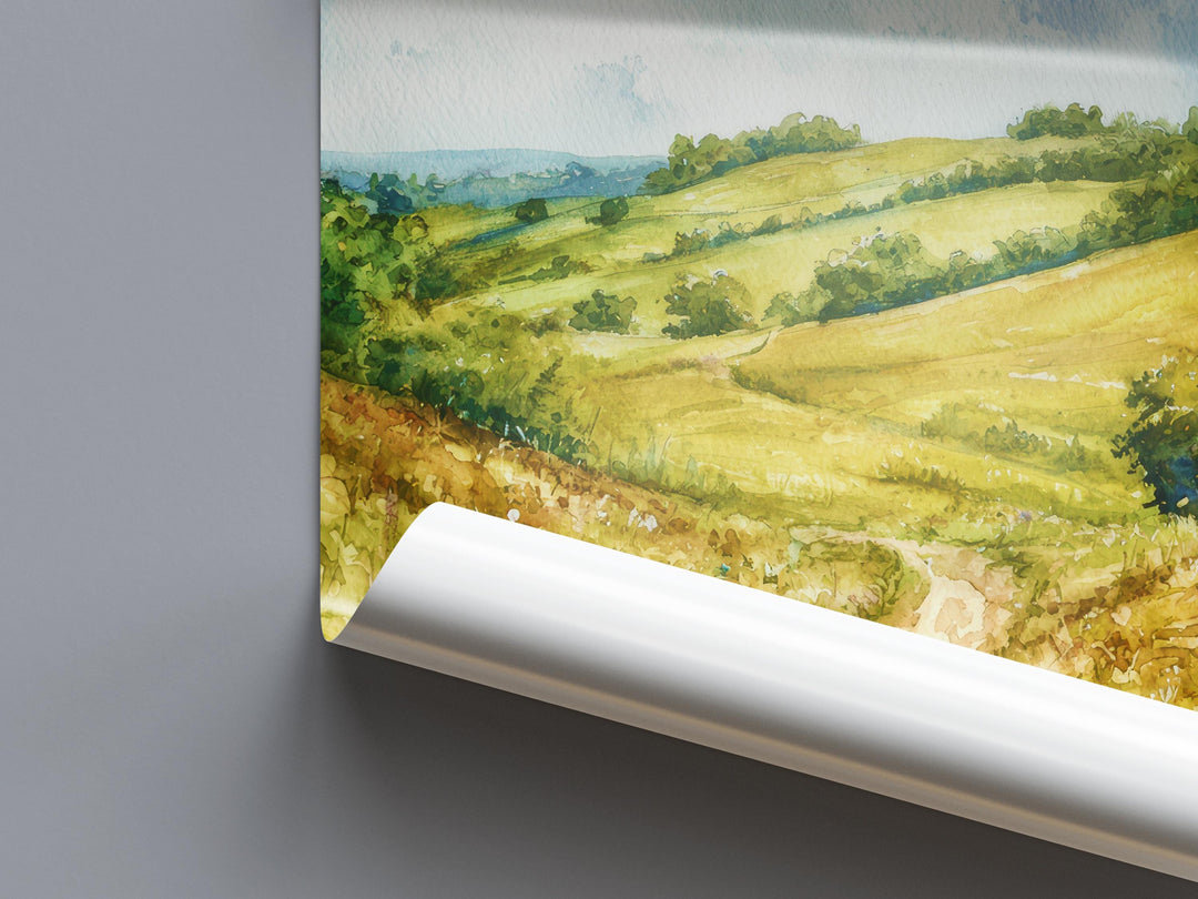 Surrey Hills Watercolor Poster Wall Art Surrey Hills Wall Hanging Home Décor Surrey Hills Gift Art Lovers United Kingdom Wall Art