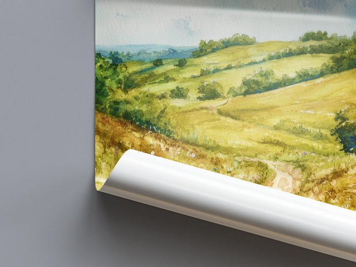 Surrey Hills Watercolor Poster Wall Art Surrey Hills Wall Hanging Home Décor Surrey Hills Gift Art Lovers United Kingdom Wall Art