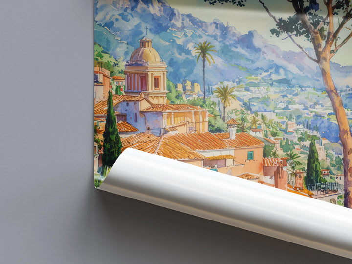 Taormina Watercolor Poster Wall Art Taormina Wall Hanging Home Décor Taormina Gift Art Lovers Italy Wall Art