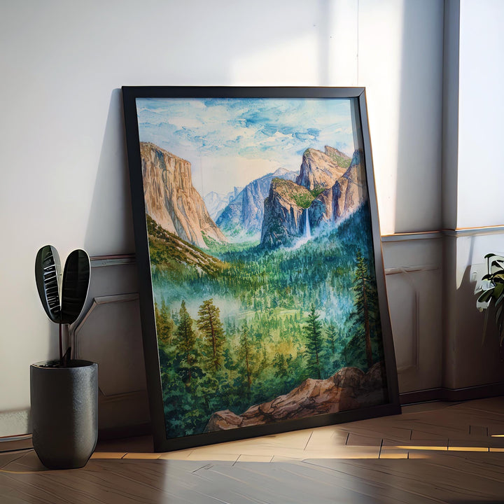 Yosemite Valley Watercolor Poster Wall Art Yosemite Valley Wall Hanging Home Décor Yosemite Valley Gift Art Lovers United States Wall Art