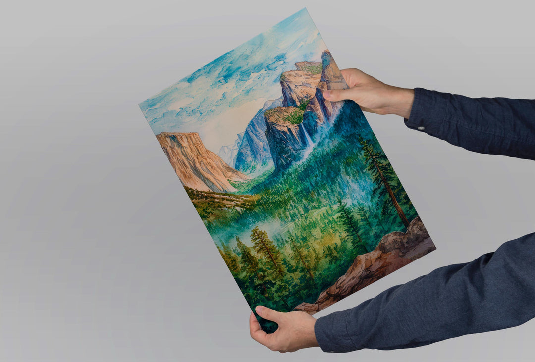 Yosemite Valley Watercolor Poster Wall Art Yosemite Valley Wall Hanging Home Décor Yosemite Valley Gift Art Lovers United States Wall Art