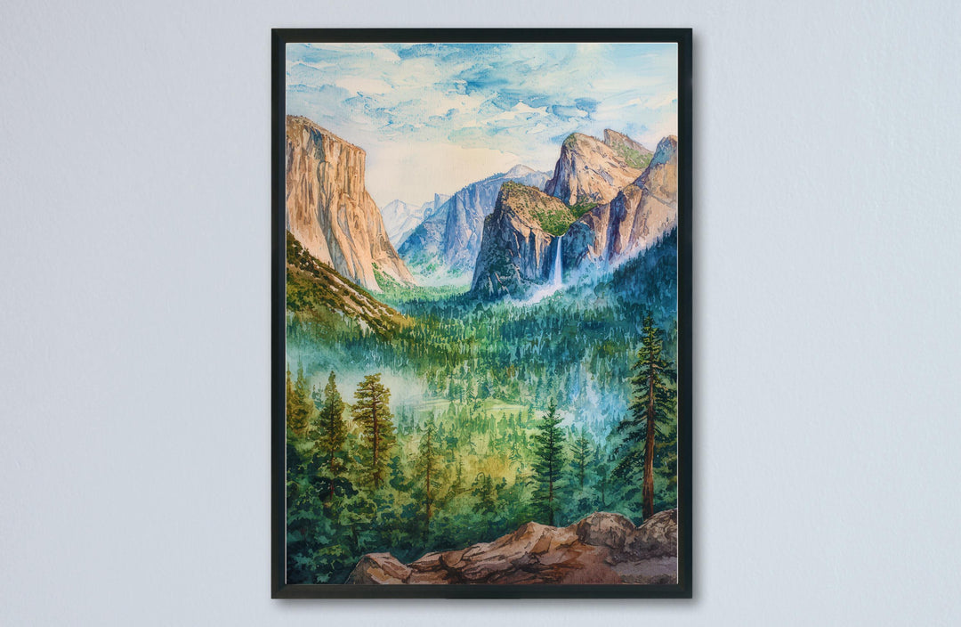 Yosemite Valley Watercolor Poster Wall Art Yosemite Valley Wall Hanging Home Décor Yosemite Valley Gift Art Lovers United States Wall Art