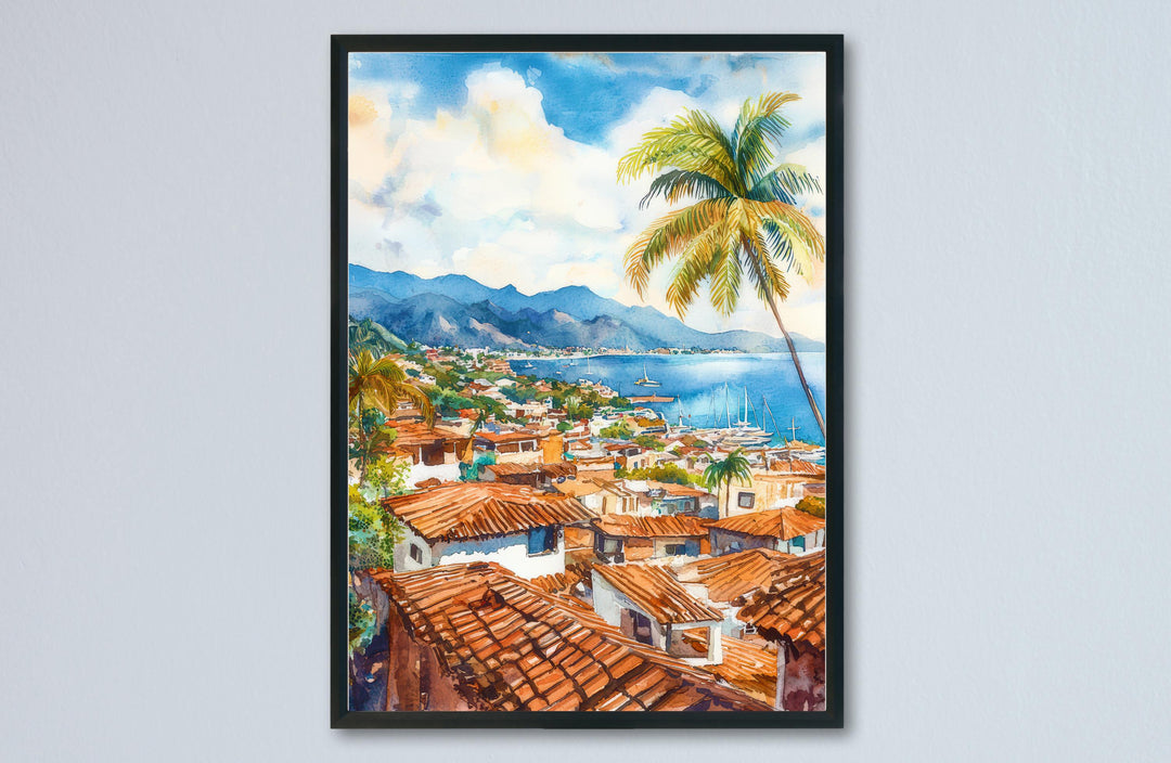 Puerto Vallarta Watercolor Poster Wall Art Puerto Vallarta Wall Hanging Home Décor Puerto Vallarta Gift Art Lovers Mexico Wall Art