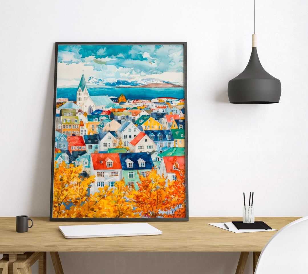 Reykjavik Watercolor Poster Wall Art Reykjavik Wall Hanging Home Décor Reykjavik Gift Art Lovers Iceland Wall Art