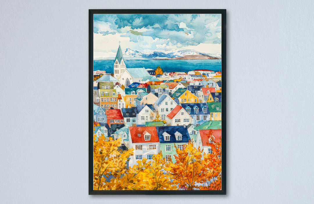 Reykjavik Watercolor Poster Wall Art Reykjavik Wall Hanging Home Décor Reykjavik Gift Art Lovers Iceland Wall Art