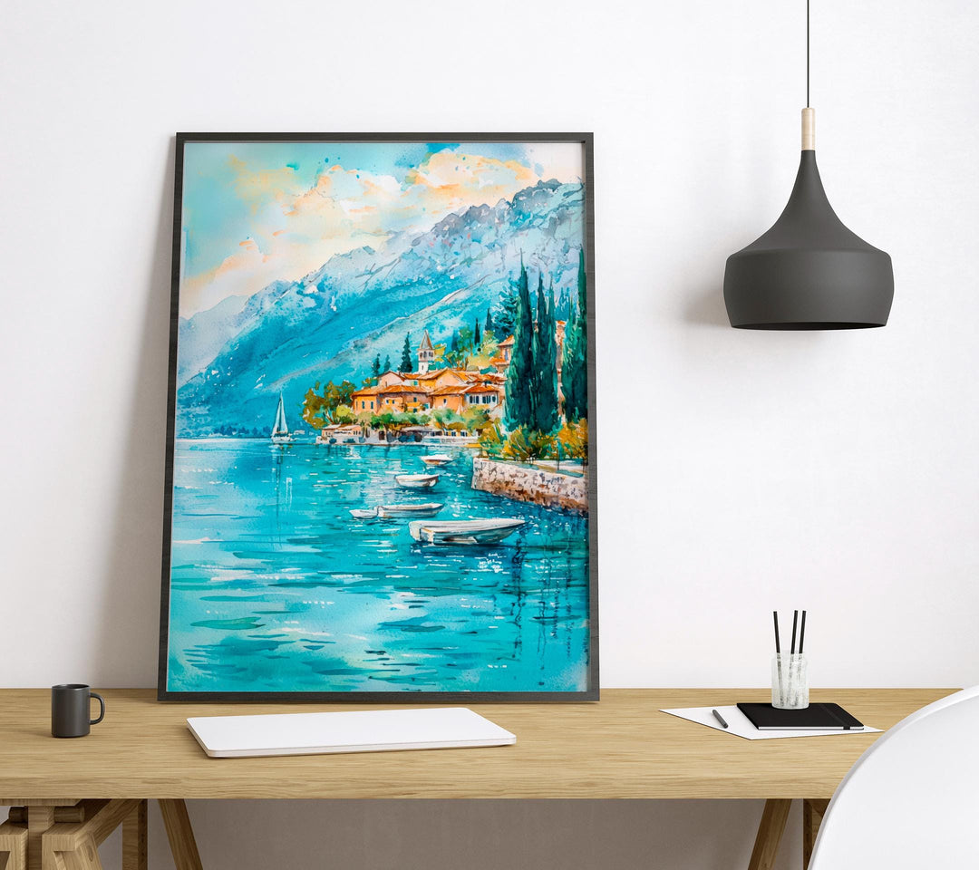 Lake Garda Watercolor Poster Wall Art Lake Garda Wall Hanging Home Décor Lake Garda Gift Art Lovers Italy Wall Art