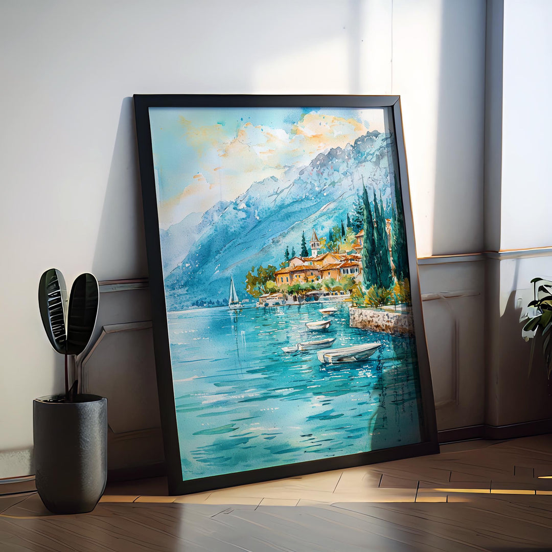 Lake Garda Watercolor Poster Wall Art Lake Garda Wall Hanging Home Décor Lake Garda Gift Art Lovers Italy Wall Art