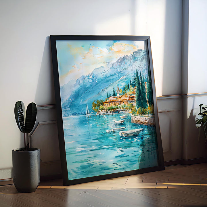 Lake Garda Watercolor Poster Wall Art Lake Garda Wall Hanging Home Décor Lake Garda Gift Art Lovers Italy Wall Art