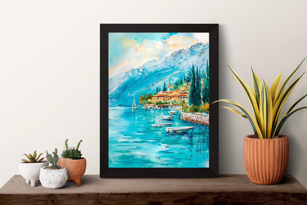 Lake Garda Watercolor Poster Wall Art Lake Garda Wall Hanging Home Décor Lake Garda Gift Art Lovers Italy Wall Art