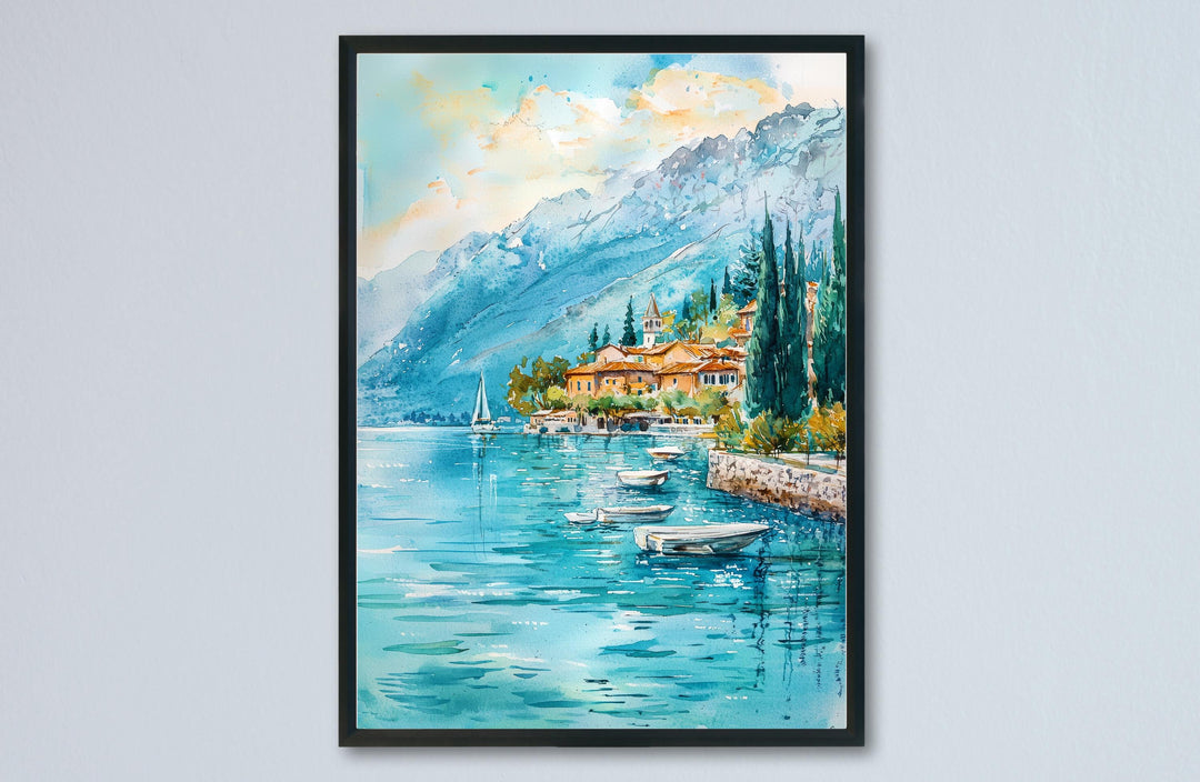 Lake Garda Watercolor Poster Wall Art Lake Garda Wall Hanging Home Décor Lake Garda Gift Art Lovers Italy Wall Art