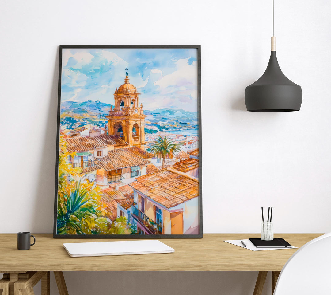 Malaga Watercolor Poster Wall Art Malaga Wall Hanging Home Décor Malaga Gift Art Lovers Spain Wall Art