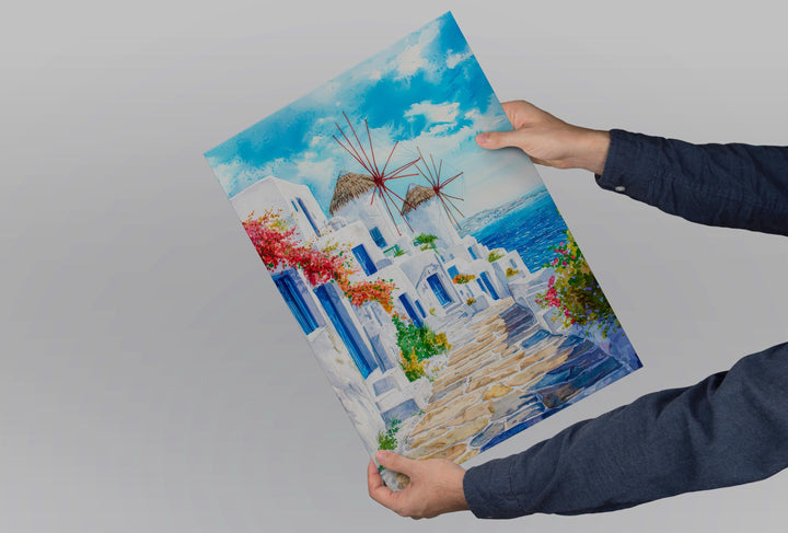 Mykonos Watercolor Poster Wall Art Mykonos Wall Hanging Home Décor Mykonos Gift Art Lovers Greece Wall Art
