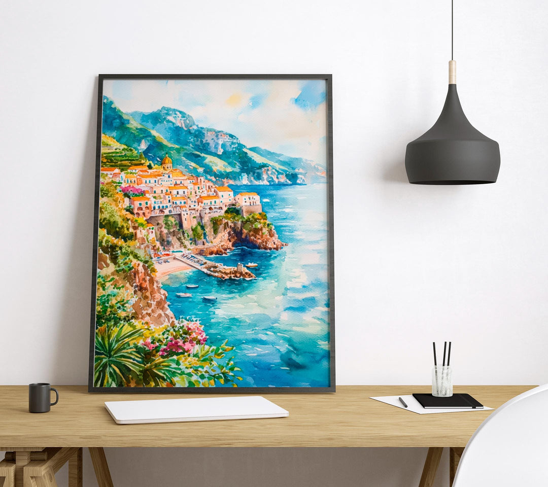 Amalfi Watercolor Poster Wall Art Amalfi Wall Hanging Home Décor Amalfi Gift Art Lovers Italy Wall Art