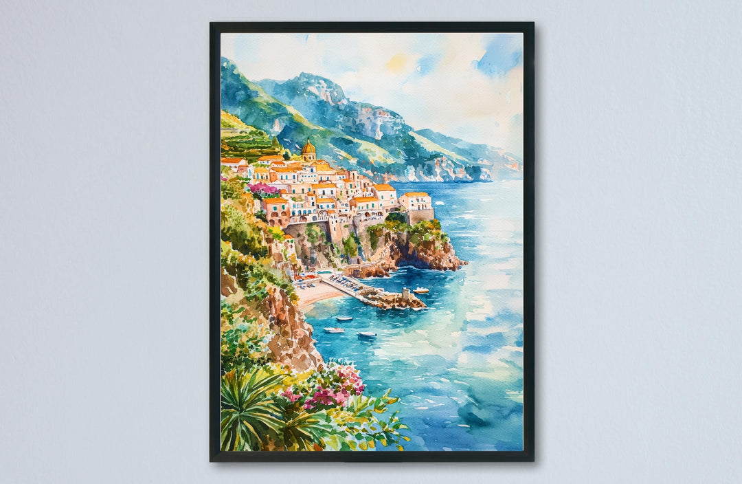 Amalfi Watercolor Poster Wall Art Amalfi Wall Hanging Home Décor Amalfi Gift Art Lovers Italy Wall Art