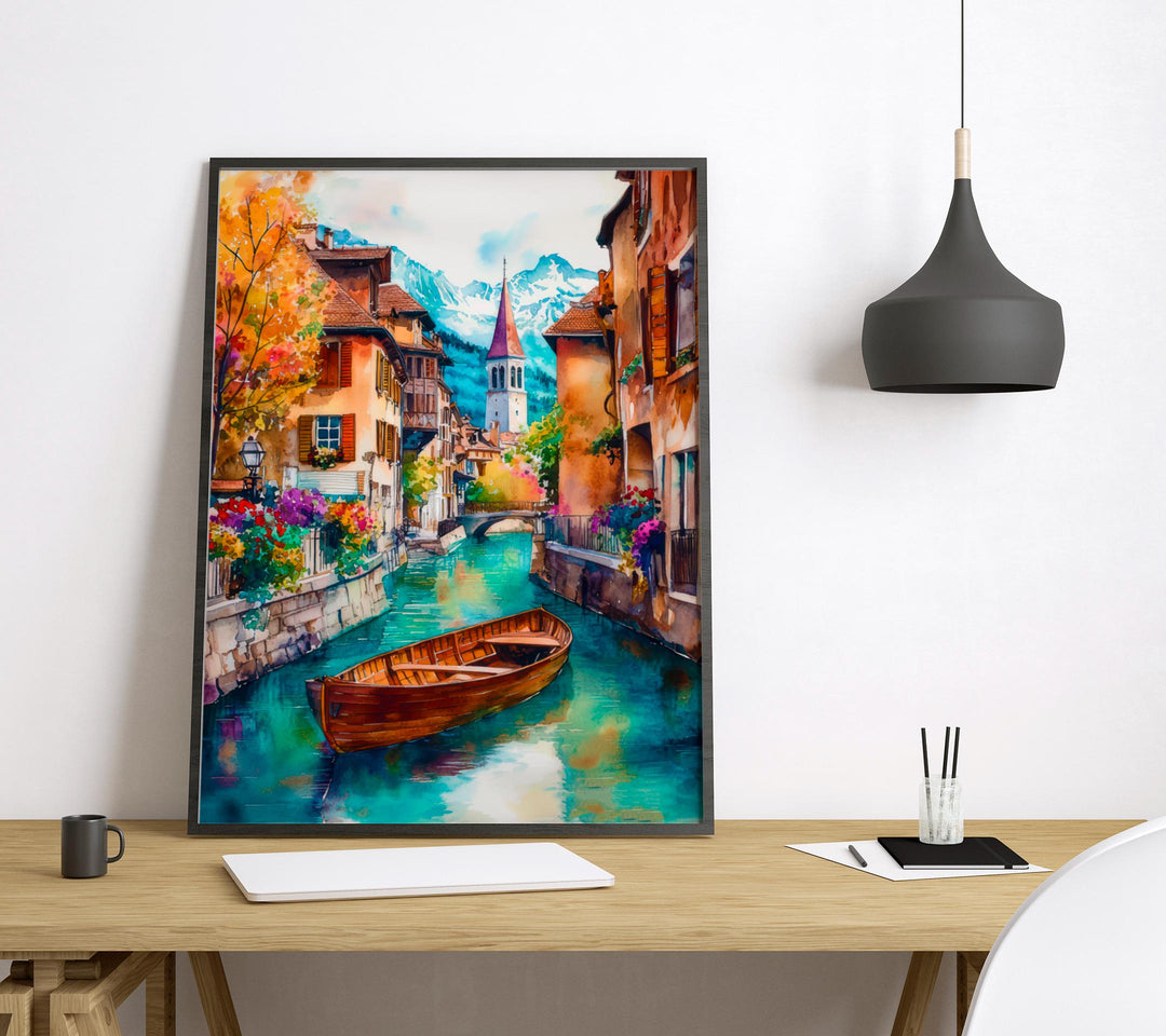 Annecy Watercolor Poster Wall Art Annecy Wall Hanging Home Décor Annecy Gift Art Lovers France Wall Art