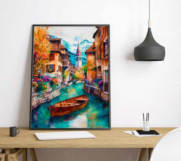 Annecy Watercolor Poster Wall Art Annecy Wall Hanging Home Décor Annecy Gift Art Lovers France Wall Art