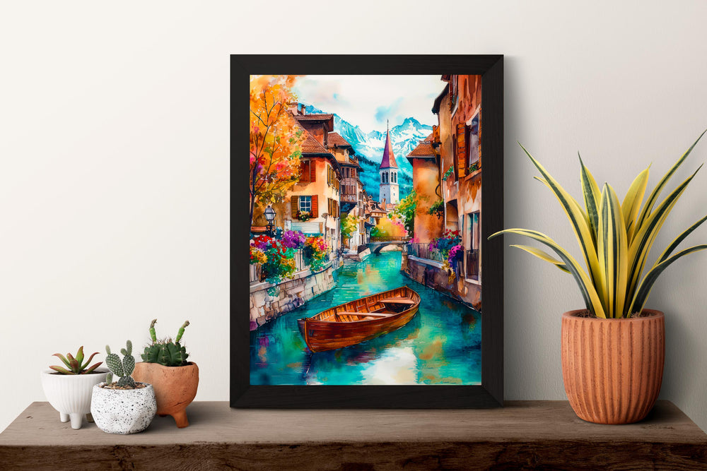 Annecy Watercolor Poster Wall Art Annecy Wall Hanging Home Décor Annecy Gift Art Lovers France Wall Art