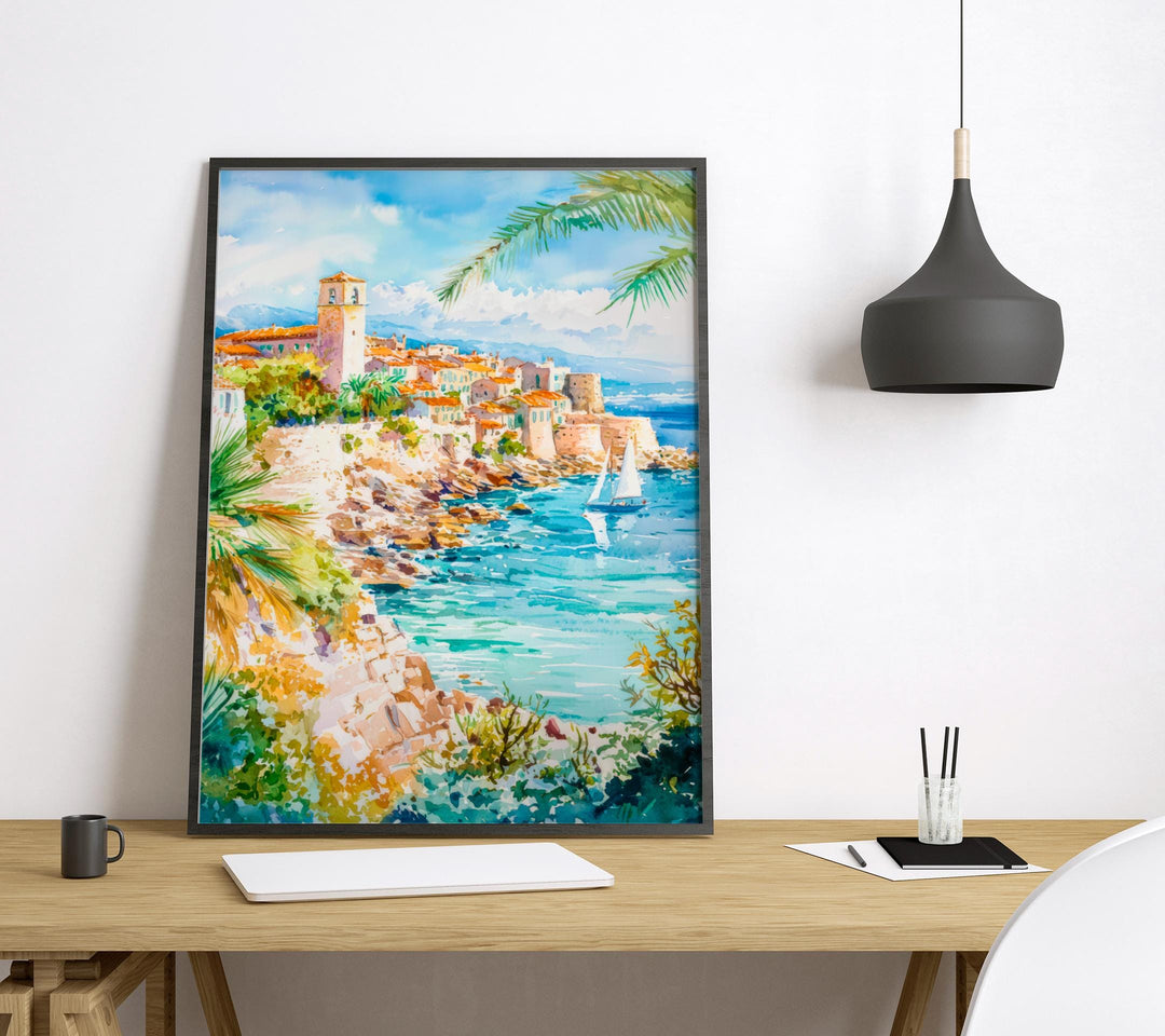 Antibes Watercolor Poster Wall Art Antibes Wall Hanging Home Décor Antibes Gift Art Lovers France Wall Art