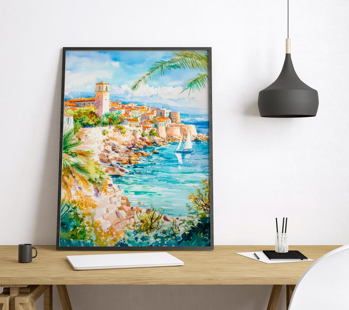 Antibes Watercolor Poster Wall Art Antibes Wall Hanging Home Décor Antibes Gift Art Lovers France Wall Art