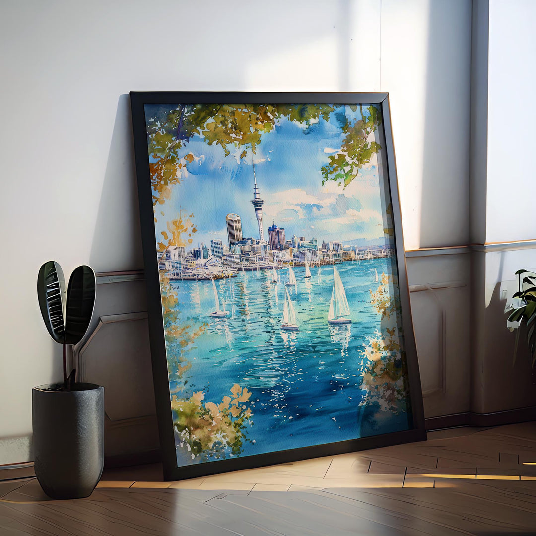 Auckland Watercolor Poster Wall Art Auckland Wall Hanging Home Décor Auckland Gift Art Lovers New Zealand Wall Art