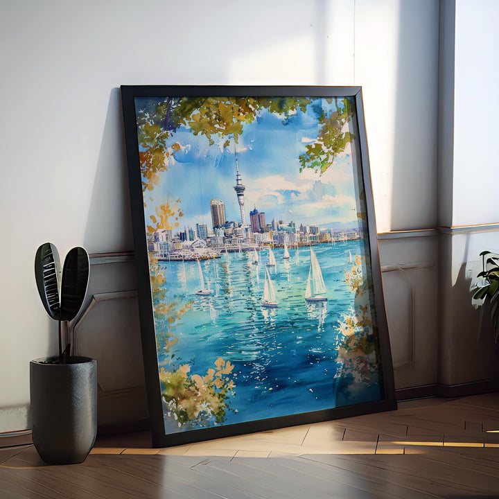 Auckland Watercolor Poster Wall Art Auckland Wall Hanging Home Décor Auckland Gift Art Lovers New Zealand Wall Art