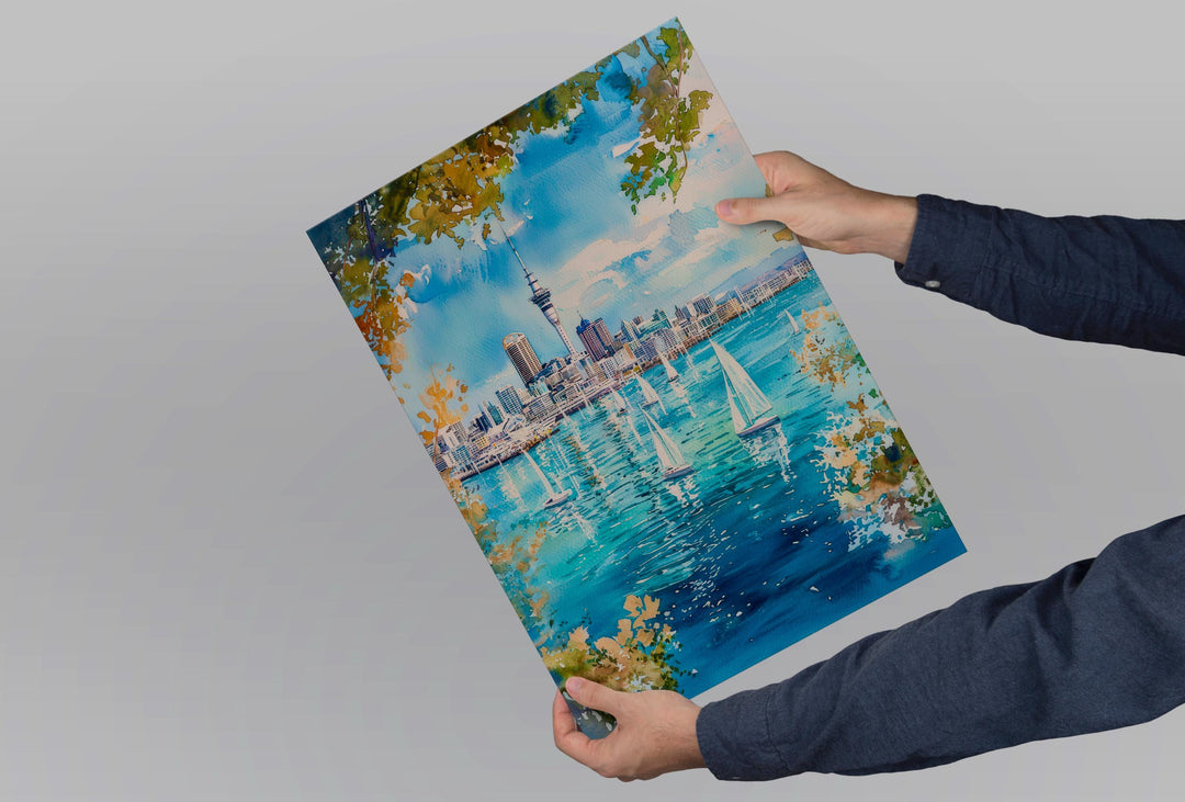 Auckland Watercolor Poster Wall Art Auckland Wall Hanging Home Décor Auckland Gift Art Lovers New Zealand Wall Art