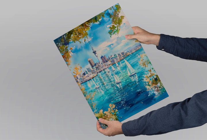 Auckland Watercolor Poster Wall Art Auckland Wall Hanging Home Décor Auckland Gift Art Lovers New Zealand Wall Art