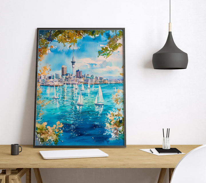 Auckland Watercolor Poster Wall Art Auckland Wall Hanging Home Décor Auckland Gift Art Lovers New Zealand Wall Art