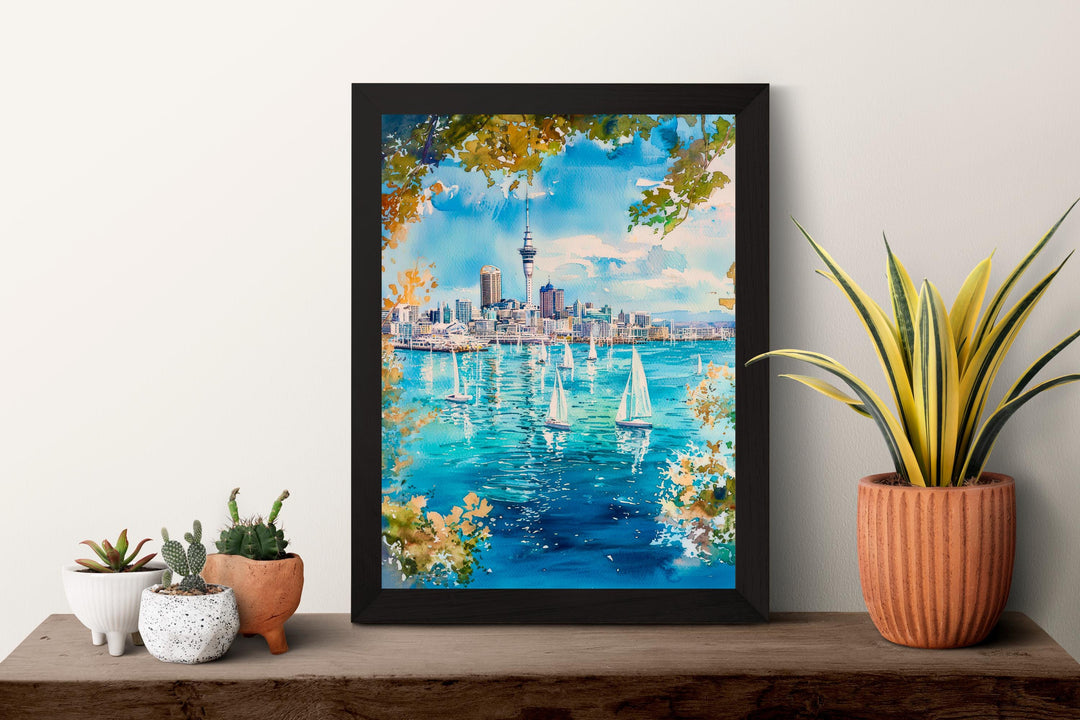 Auckland Watercolor Poster Wall Art Auckland Wall Hanging Home Décor Auckland Gift Art Lovers New Zealand Wall Art