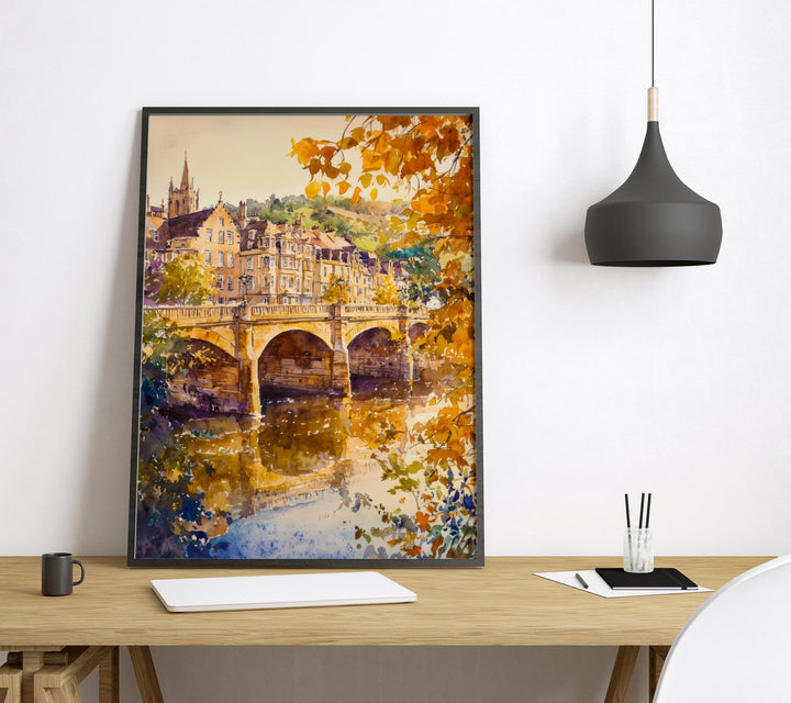 Bath Watercolor Poster Wall Art Bath Wall Hanging Home Décor Bath Gift Art Lovers United Kingdom Wall Art