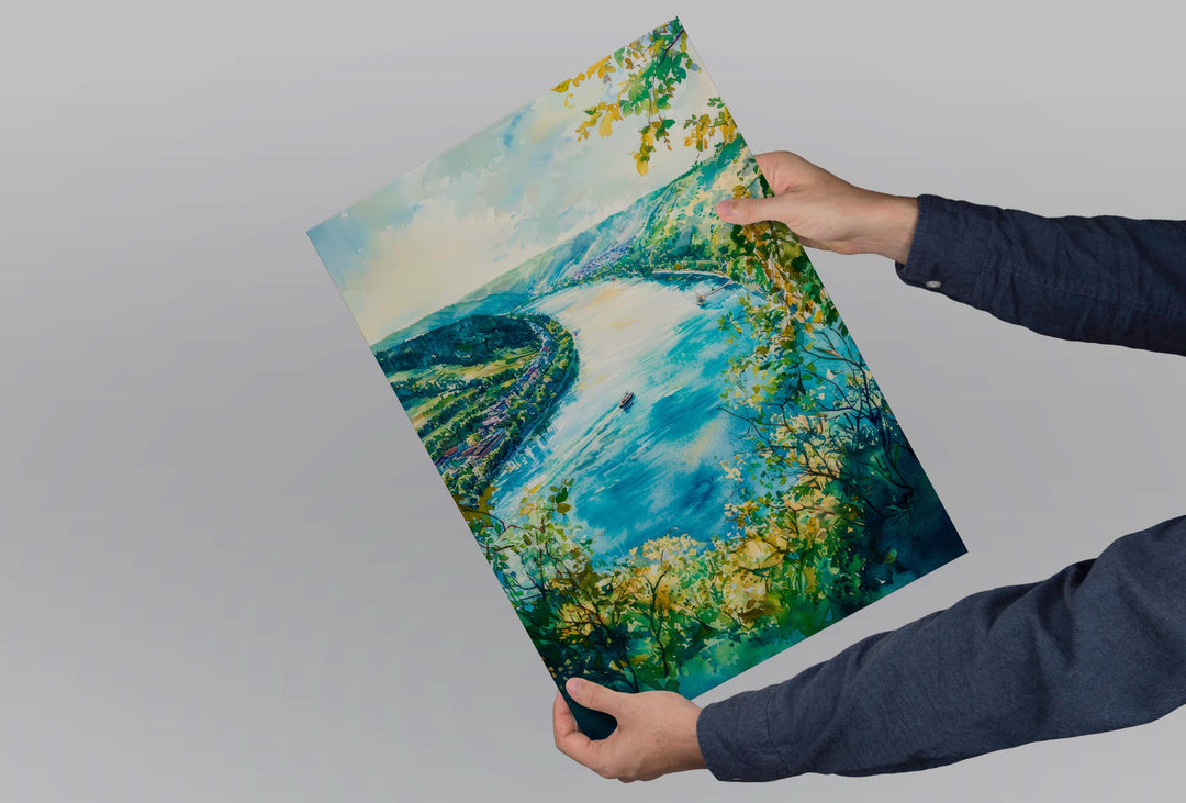 Danube River Watercolor Poster Wall Art Danube River Wall Hanging Home Décor Danube River Gift Art Lovers Austria Wall Art