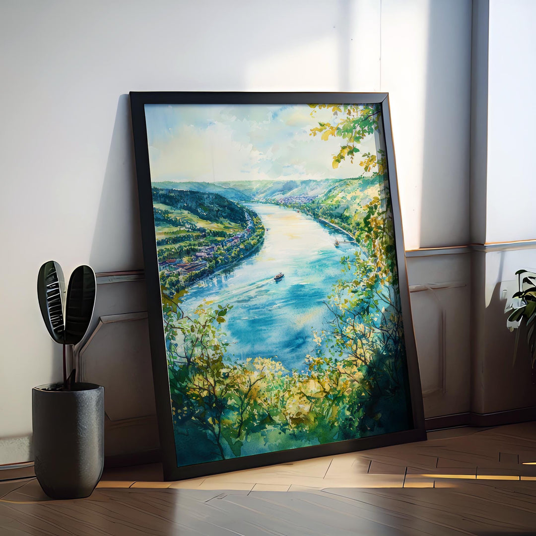 Danube River Watercolor Poster Wall Art Danube River Wall Hanging Home Décor Danube River Gift Art Lovers Austria Wall Art