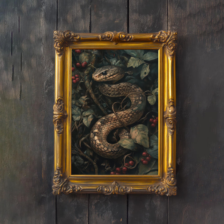 Snake in Bramble Print | Vintage Cottagecore Forest Art